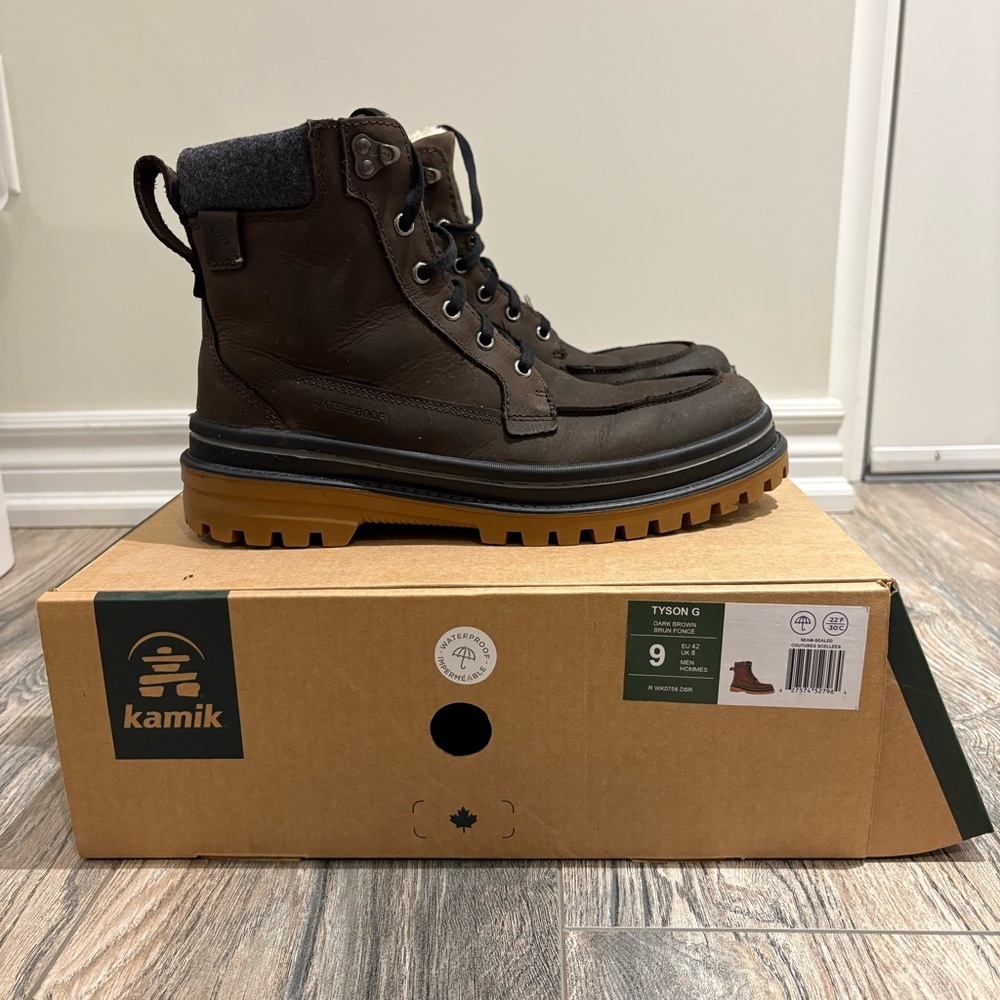 Kamik Men's Waterproof Dark Brown Lace-Up Boots